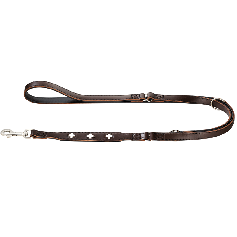 Verstellbare Führleine Swiss - 200 x 1,8 cm - braun / schwarz