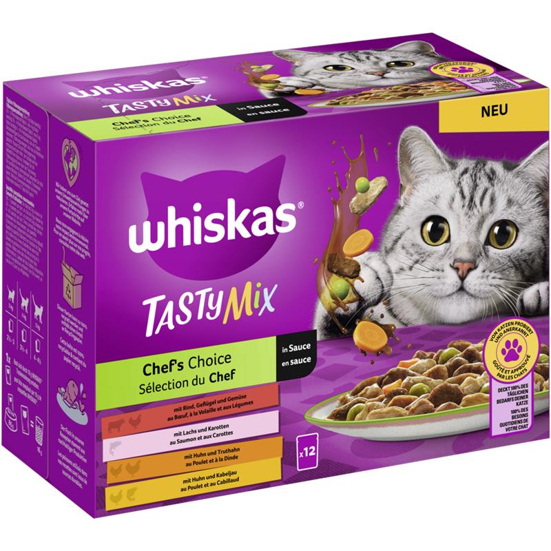 Whiskas Tasty Mix Portionsbeutel Multipack Chef's Choice in Sauce 12 x 85g