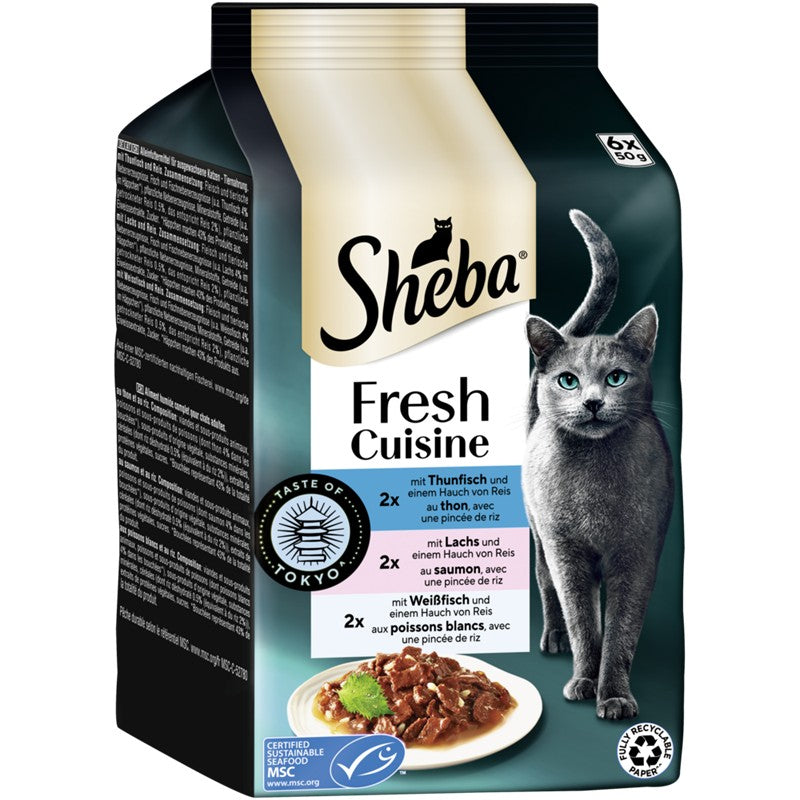 Sheba P.B. MP Fresh Cuisine Taste of Tokyo Thunfisch, Lachs & Weissfisch 6x50g