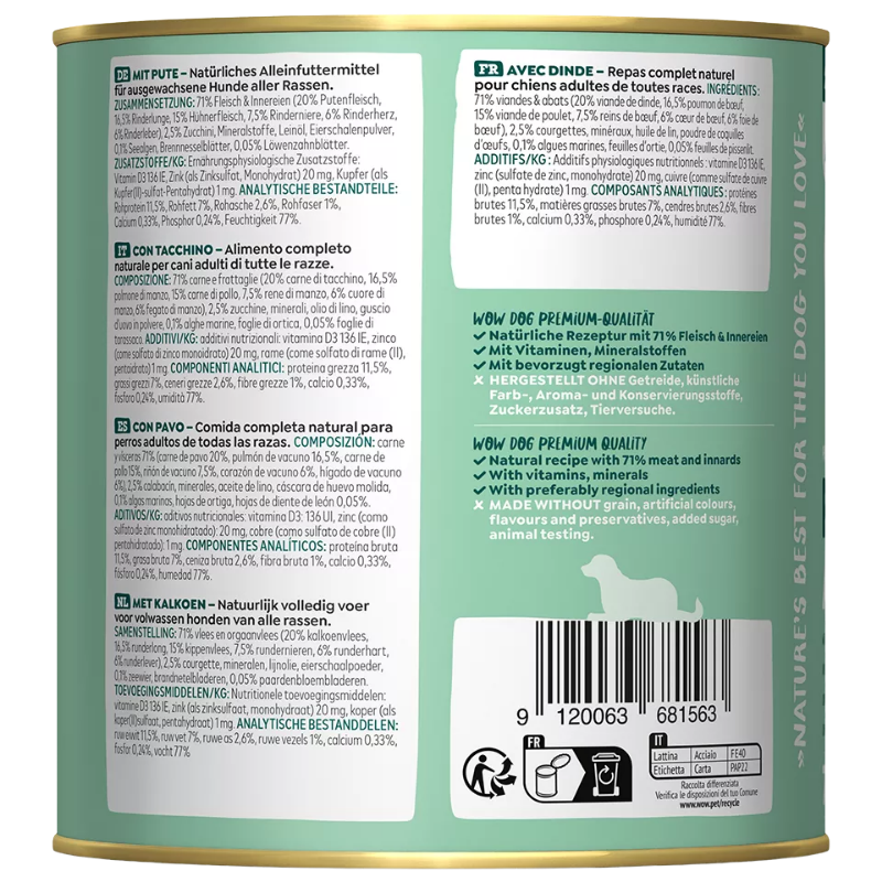 Wow Dog Dose Adult Pute 800g