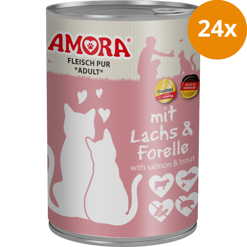 AMORA Fleisch Pur Adult Lachs & Forelle 24 x 400 g