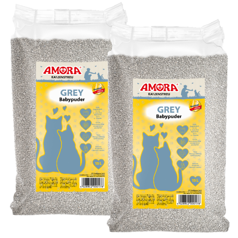 AMORA Katzenstreu Grey Compact Babypuder