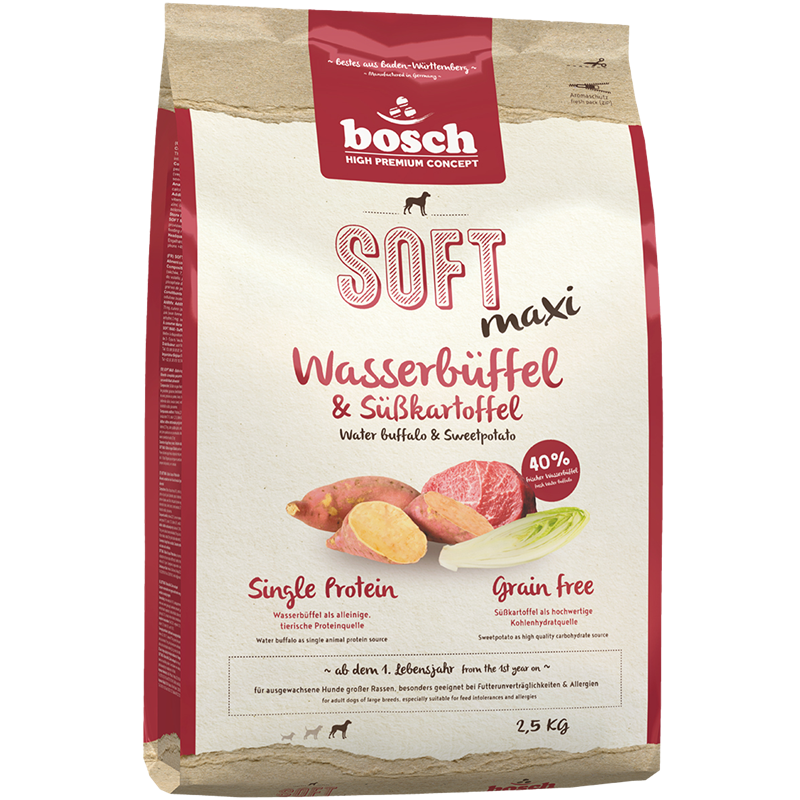 Kombipaket bosch HPC Soft Maxi Wasserbüffel & Süßkartoffel 2,5 kg + bosch HPC Soft Hühnchen & Bananen 2,5 kg