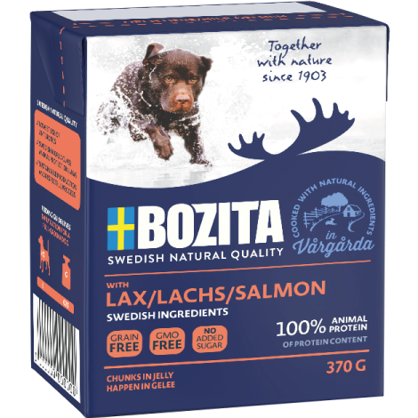 Bozita Happen 24 x 370 g – Probiermix in Gelee: Lachs, Rentier & Hühnchen