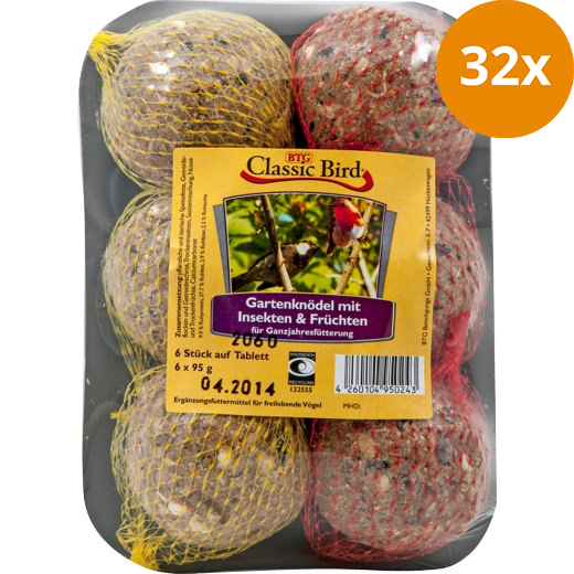 BTG Classic Bird Gartenknödel 6 Stück Insekten & Früchte 570 g