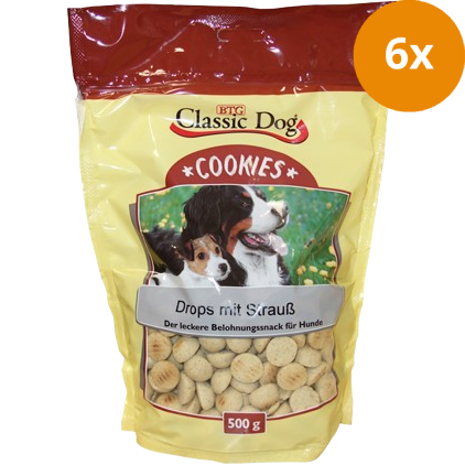 BTG Classic Dog Snack Cookies Drops mit Strauß 500 g