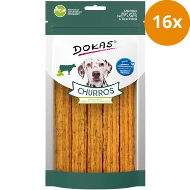 DOKAS Dog Churros mit Rinderleber, Süsskartoffel & Mehlwurm | Hundesnack