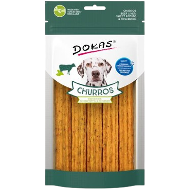 DOKAS Dog Churros mit Rinderleber, Süsskartoffel & Mehlwurm | Hundesnack