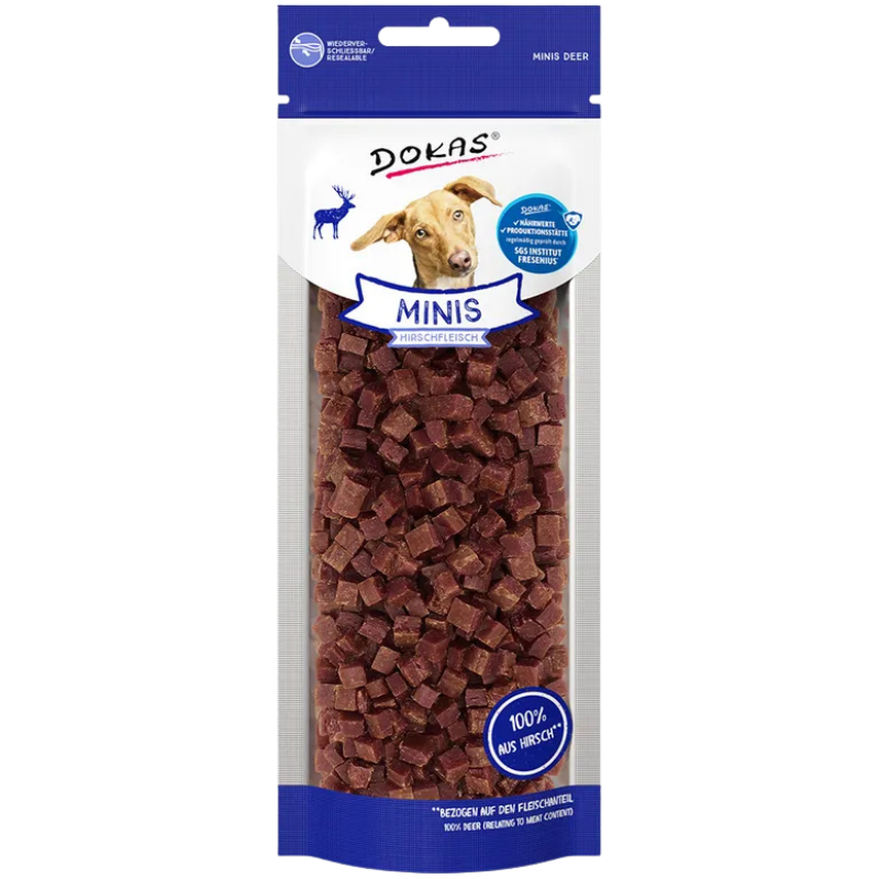 DOKAS Dog Minis Hirschfleisch 60 g | Hundesnack