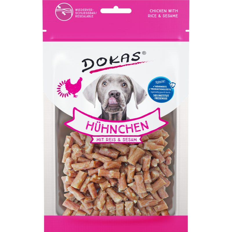 DOKAS Hühnchen mit Reis & Sesam 70 g | Hundesnack