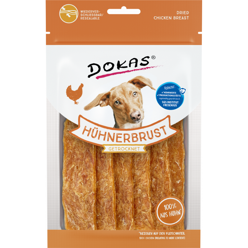 DOKAS Hühnerbrust getrocknet 70 g | Hundesnack