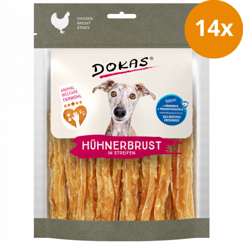 DOKAS Hühnerbrust in Streifen 170 g | Hundesnack
