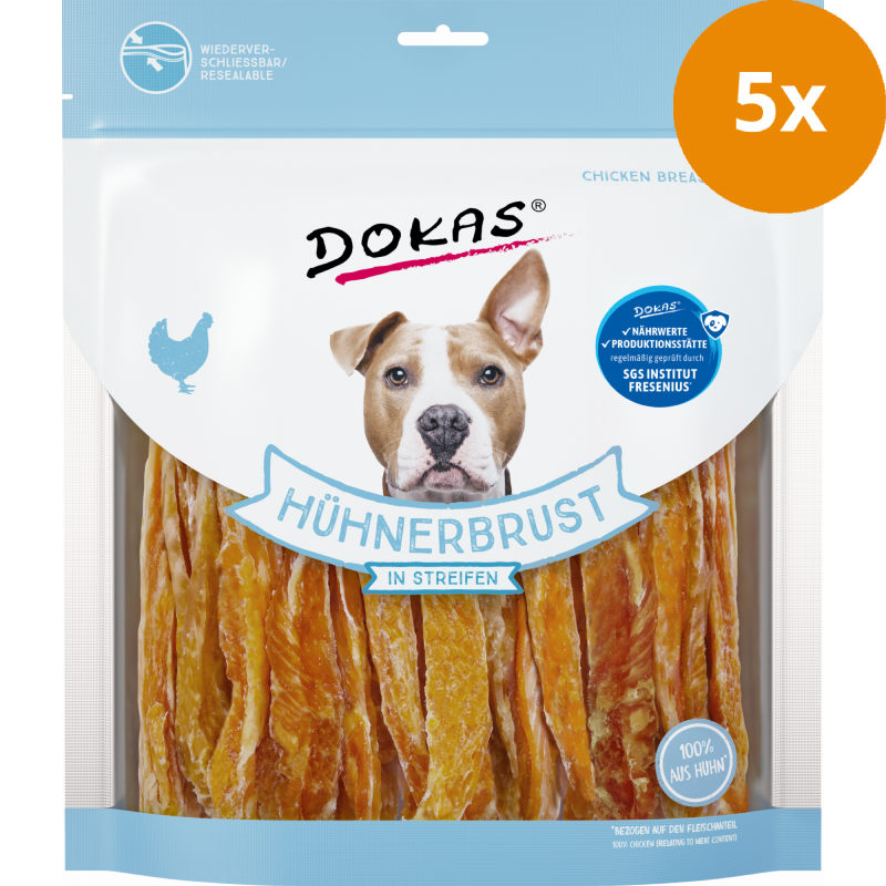 DOKAS Hühnerbrust in Streifen 500 g | Hundesnack