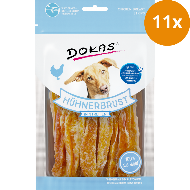 DOKAS Hühnerbrust in Streifen 70 g | Hundesnack