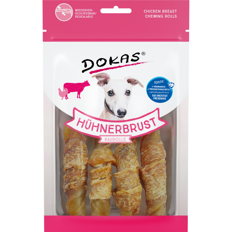 DOKAS Hühnerbrust Kaurolle 90 g | Hundesnack