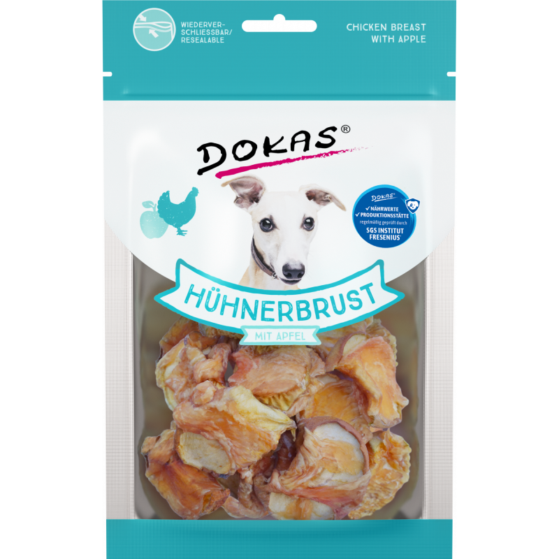 DOKAS Hühnerbrust mit Apfel 70 g | Hundesnack