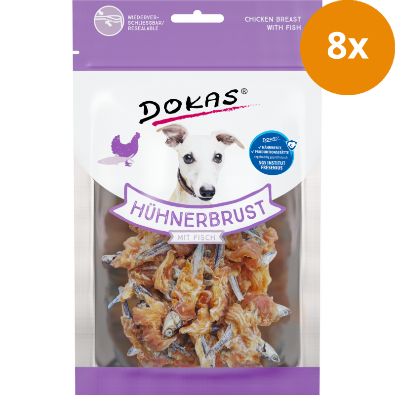 DOKAS Hühnerbrust mit Fisch 70 g | Hundesnack