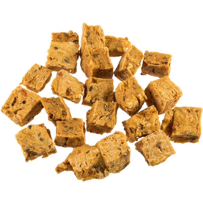 DOKAS Hühnerbrust-Würfel Süßkartoffel, Leinsamen & Kokosöl 150 g | Hundesnack
