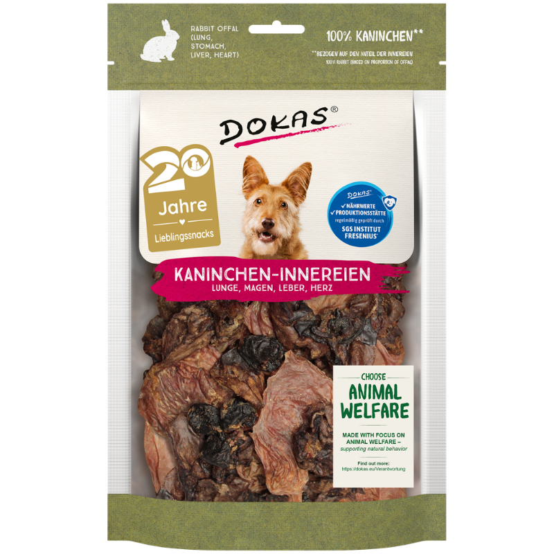 Dokas Dog Kaninchen-Innereien (Herz, Lunge, Magen, Leber) 100 g