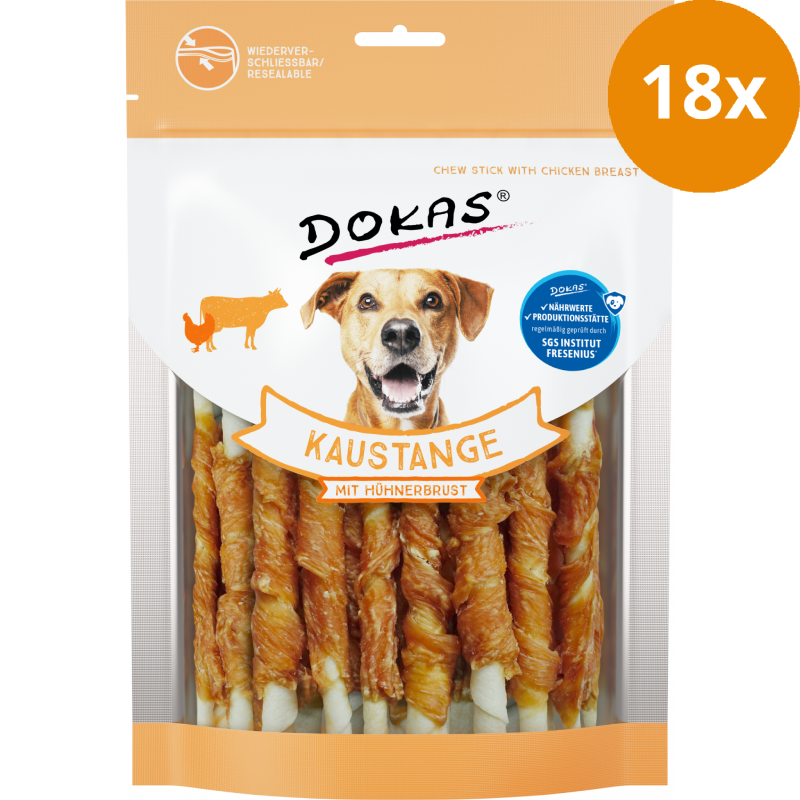 DOKAS Kaustangen mit Hühnerbrust 200 g | Hundesnack