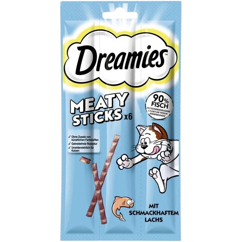 Dreamies Cat Snack Meaty Sticks Lachs 6x5g