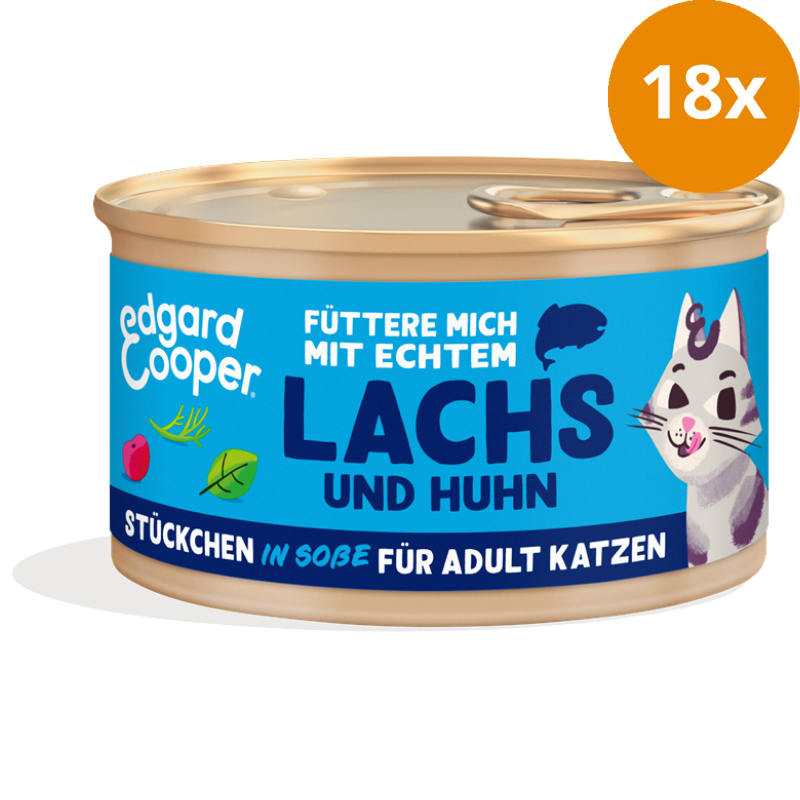 Edgard & Cooper Stückchen in Soße Adult Pazifischer Lachs und Freilaufhuhn mit Cranberrys und Basilikum 85g