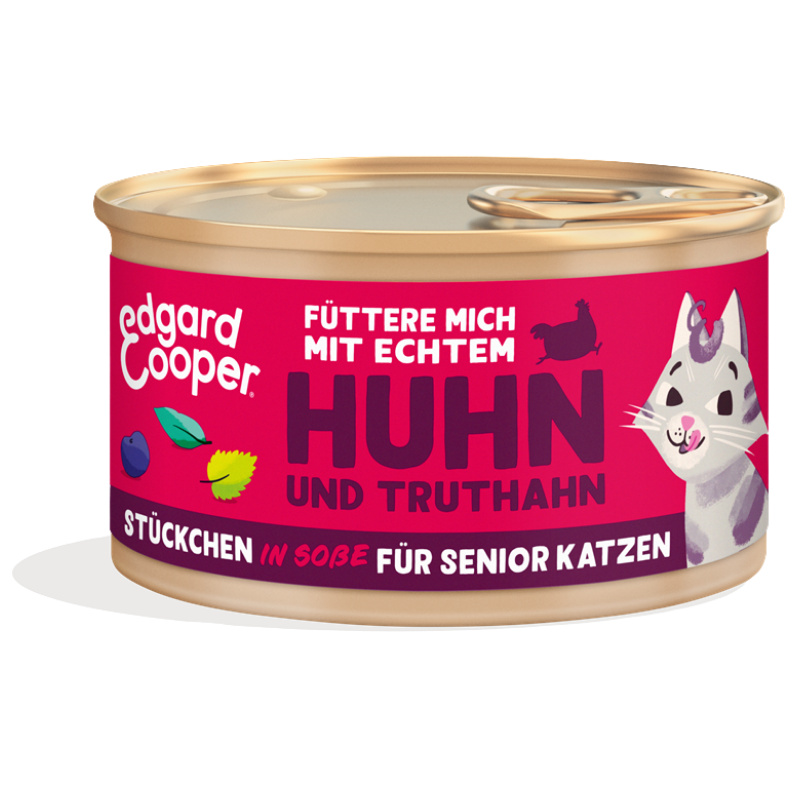 Edgard & Cooper Stückchen in Soße Senior Freilauftruthahn und Freilaufhuhn mit Blaubeeren, Nesselblätter 85g