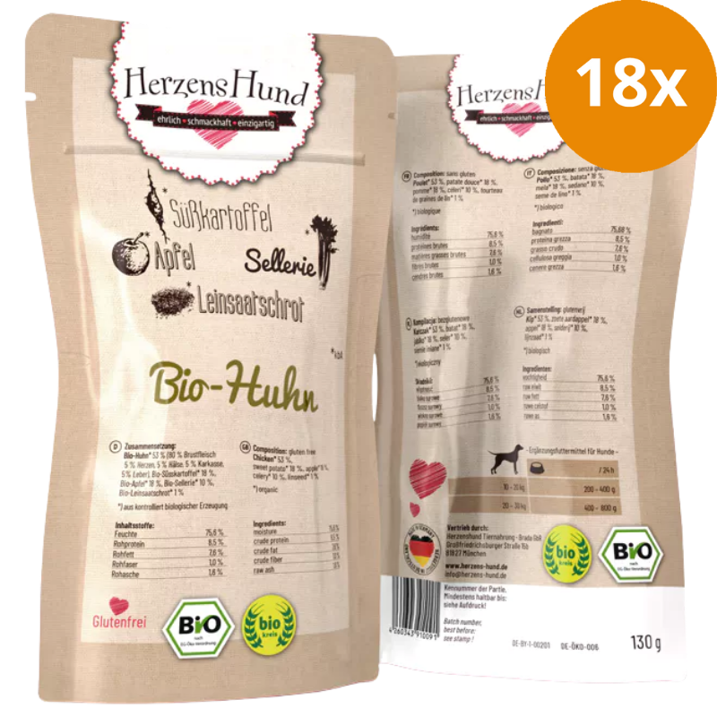 HerzensHund Bio Huhn mit Bio Gemüse 130 g