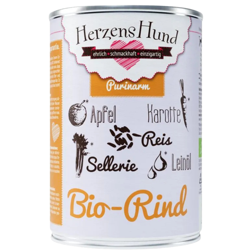 Herzenshund Bio-Rind mit Bio-Apfel 400g