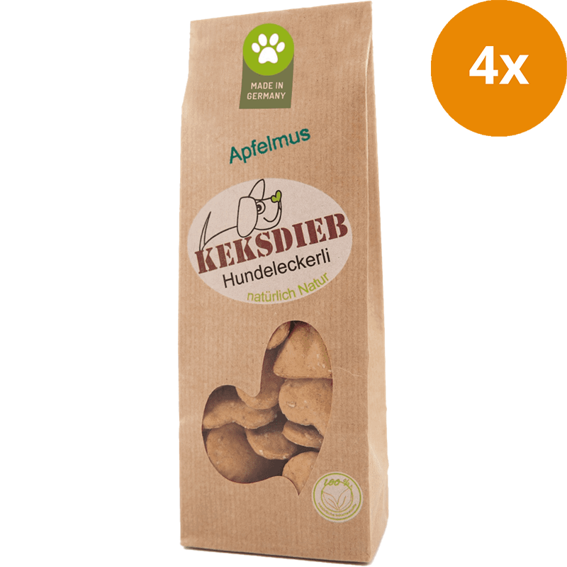 KEKSDIEB Hundeleckerli Apfelmus Herzen 100 g