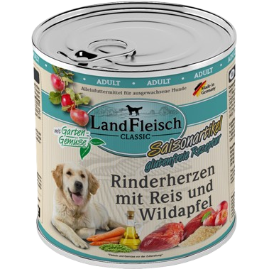 LandFleisch Dog Classic Rinderherz mit Reis & Wildapfel 800 g