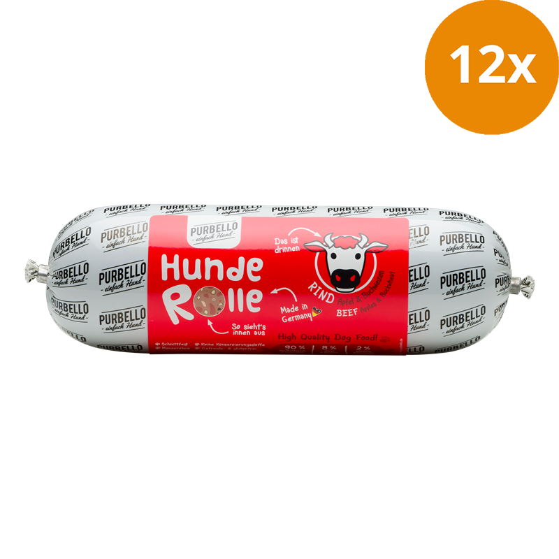 PURBELLO HundeRolle Rind mit Äpfeln & Buchweizen 800 g