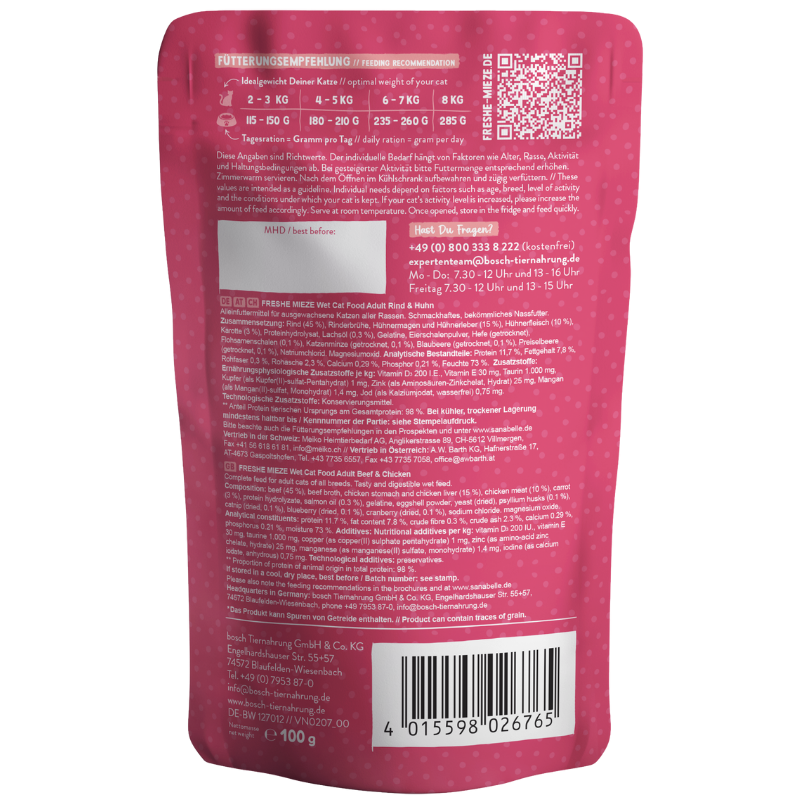 Sanabelle Freshe Mieze Rind & Huhn 100 g