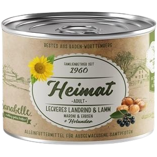 Sanabelle Heimat Dose leckeres Landrind & Lamm mit Maroni, Erbsen und Holunder 200 g