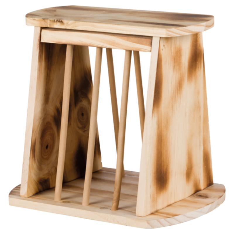 TRIXIE Heuraufe zum Aufstellen geflammtes Holz