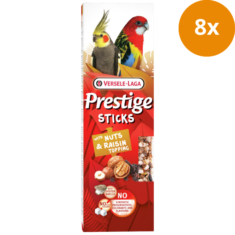 Versele Prestige Sticks Großsittiche mit Nüssen & Rosinentopping
