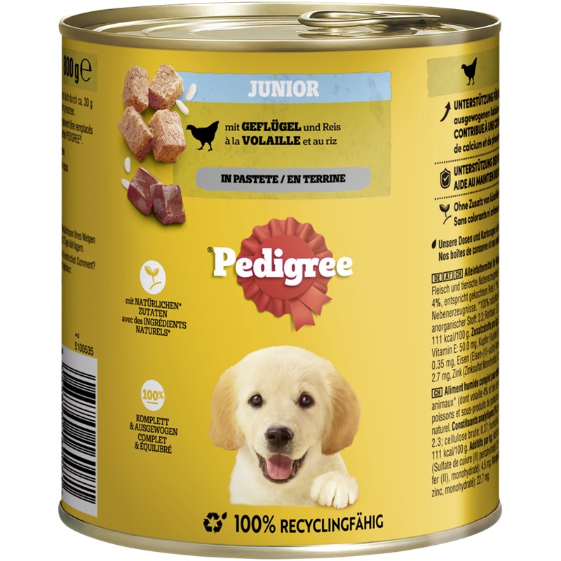 Pedigree Dose Junior Geflügel & Reis Pastete 800g