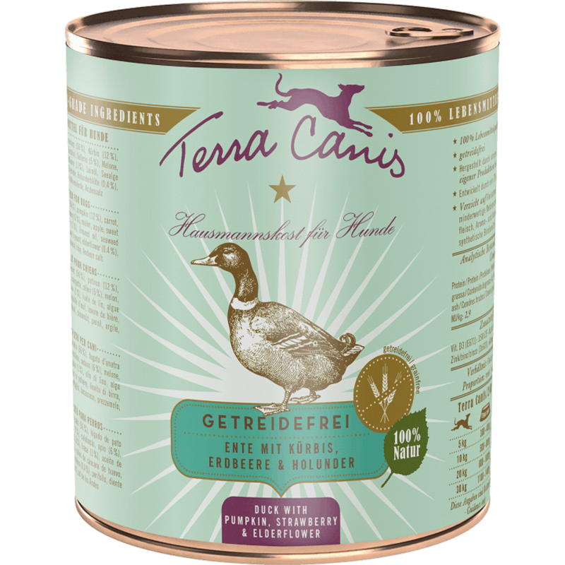 Menü Sensitive - getreidefrei - 800 g - Ente mit Kürbis, Erdbeeren & Holunder