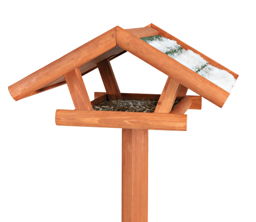 Futterhaus mit Ständer braun - 46 × 22 × 44 cm / 1,15 m