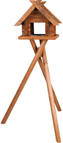 natura Block-Futterhaus mit Ständer -  47 × 40 × 36 cm / 1,40 m