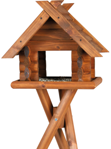 natura Block-Futterhaus mit Ständer -  47 × 40 × 36 cm / 1,40 m