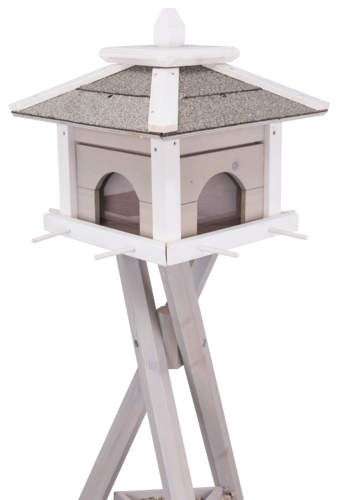 natura Futterhaus m. Ständer & Silo - 46 × 35 × 46 cm / 1,35 m