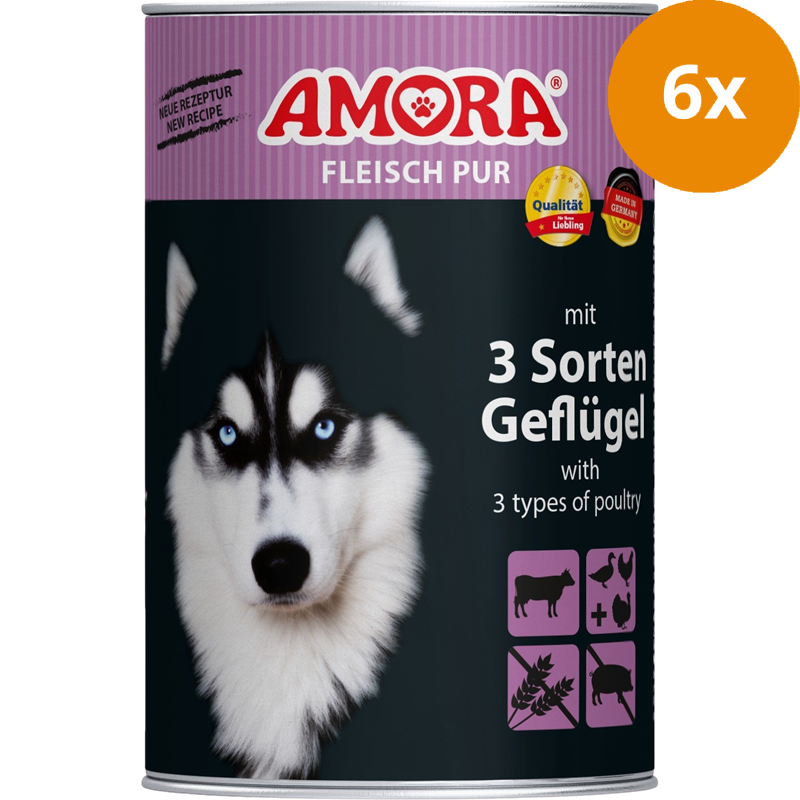 AMORA Fleisch Pur Hund Adult 3 Sorten Geflügel 400 g