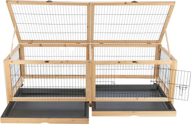 Indoor Gehege, Meerschw./Kaninchen, Holz/Metall - 150 × 50 × 60 cm