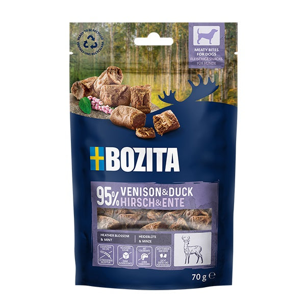 Bozita Dog Purely Adult mit Elch 11 kg & 2 x GRATIS Bozita Snacks (Ente, Hirsch)