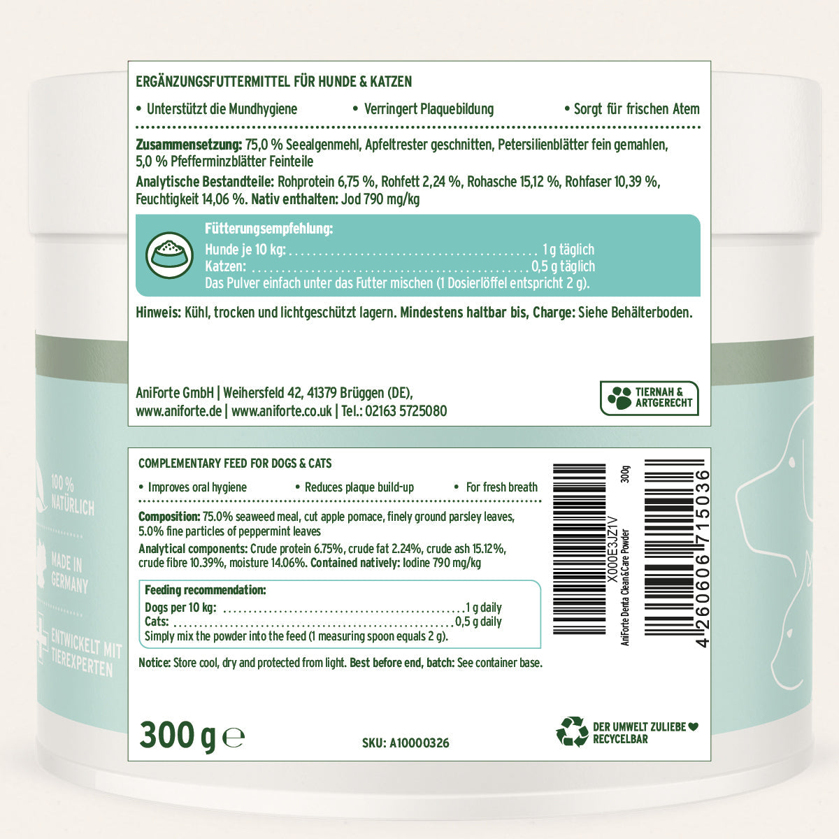 AniForte Denta Clean & Care Pulver 300 g