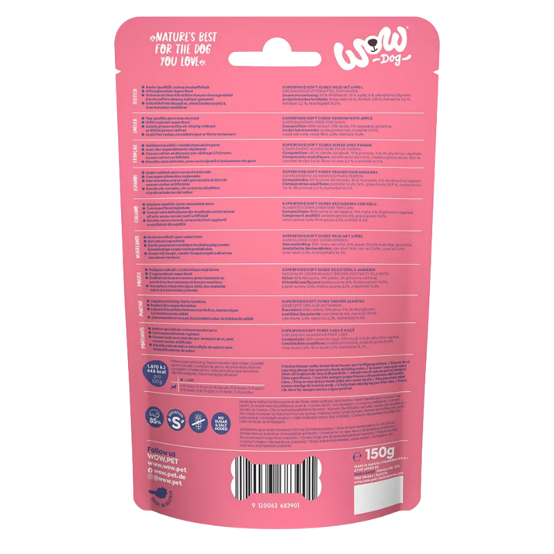 Wow Dog Superfood Soft Cubes Wild 150 g