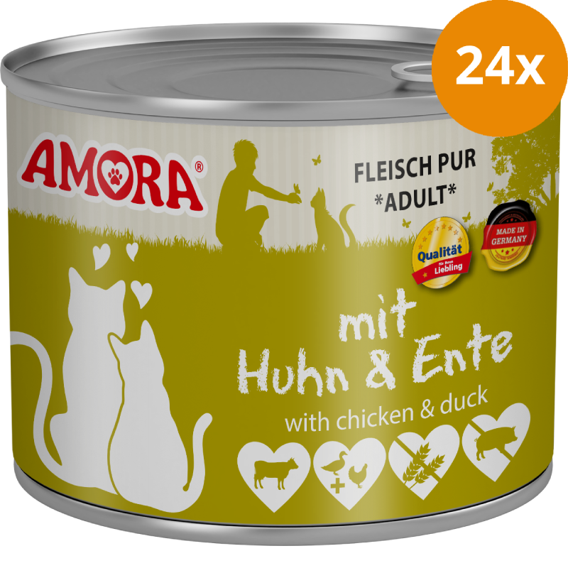 AMORA Fleisch Pur Adult Huhn & Ente 24 x 200 g