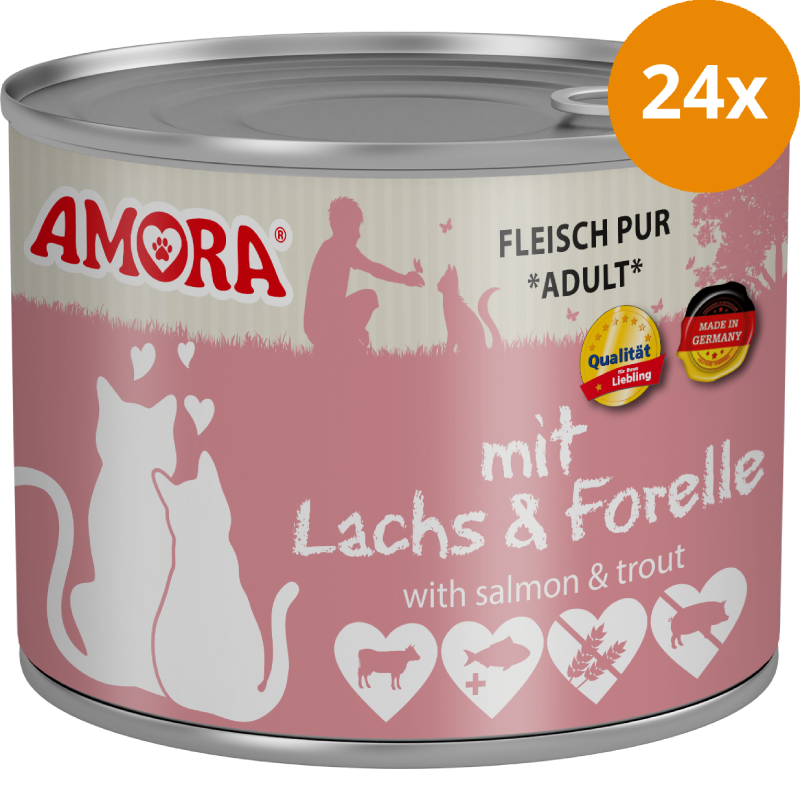 AMORA Fleisch Pur Adult Lachs & Forelle 24 x 200 g