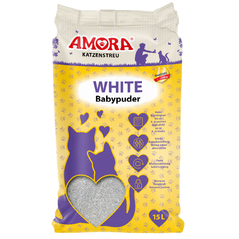 AMORA Katzenstreu White Babypuder